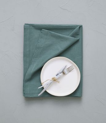 Nappe Prélude métis de coton vert botanique 170x350 - Sylvie Thiriez
