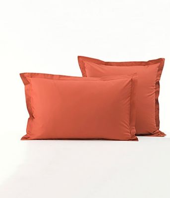 Taie d'oreiller uni en percale coloris orange Etincelle 40x60 - Sylvie Thiriez