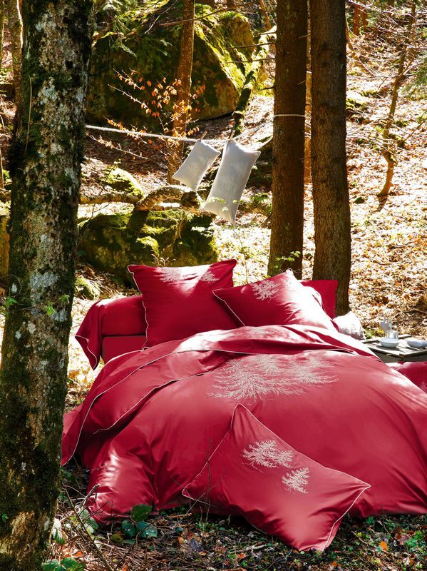 Taie de traversin In the forest Rouge percale 43x185 - Sylvie Thiriez