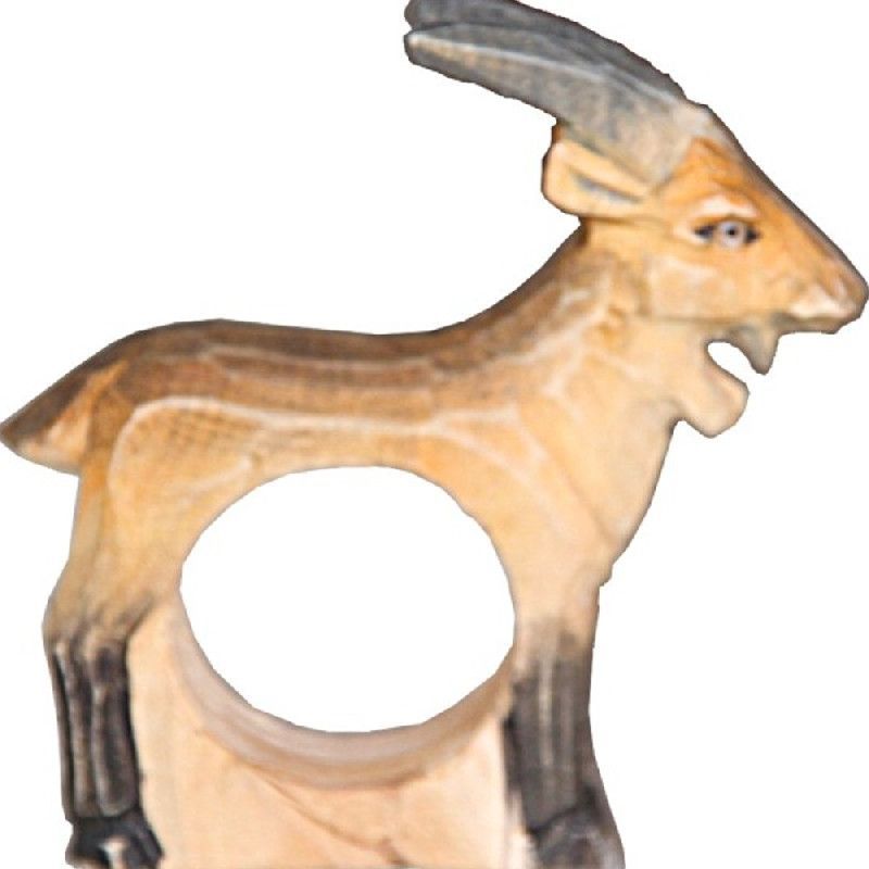 Rond de serviette bois sculpté Chèvre peint - Les Sculpteurs du lac