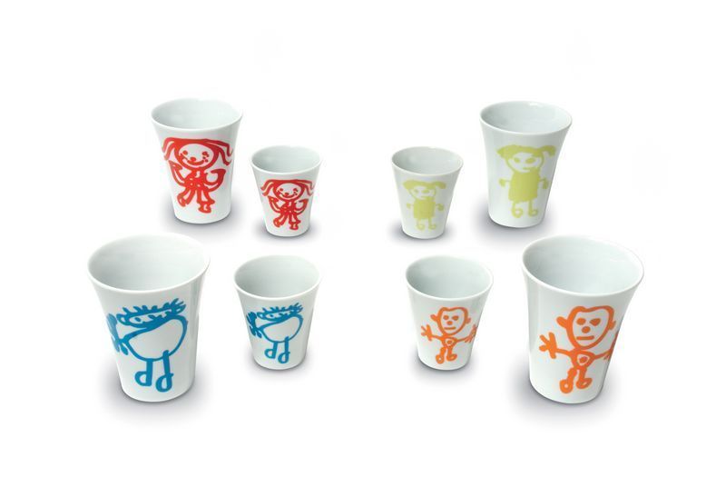Set de 4 mugs porcelaine Les Bonhommes multicolores