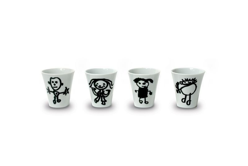Set de 4 tasses à café porcelaine Les Bonhommes noir et blanc
