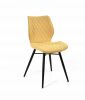 Chaise Manon, pieds métal noir, H86 × L46 × P59, jaune