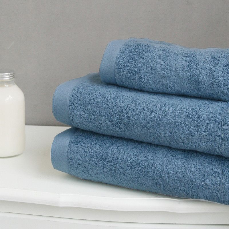 Drap de douche éponge Liou uni 685 gr bleu tempête 70x140 - Liou