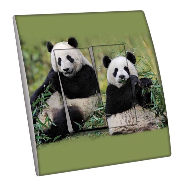 Interrupteur décoré Animaux / Pandas double - Decorupteur