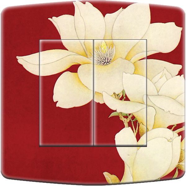 Interrupteur décoré Campagne / Fleur fond rouge double poussoir - Decorupteur