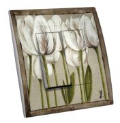 Interrupteur décoré Campagne / Tulipes blanches double - Decorupteur