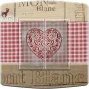 Interrupteur décoré Coeur Mont blanc double poussoir - Decorupteur