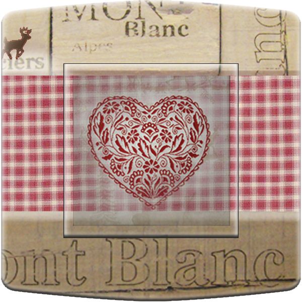 Interrupteur décoré Coeur Mont blanc poussoir - Decorupteur