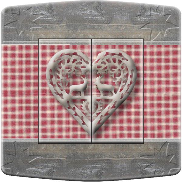 Interrupteur décoré Coeur et carreaux double poussoir - Decorupteur