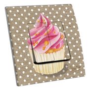 Interrupteur décoré Cupcake rose et lin double - Decorupteur