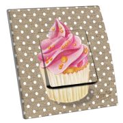 Interrupteur décoré Cupcake rose et lin simple - Decorupteur