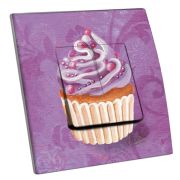 Interrupteur décoré Cupcake violet double - Decorupteur