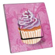 Interrupteur décoré Cupcake violet et rose double - Decorupteur