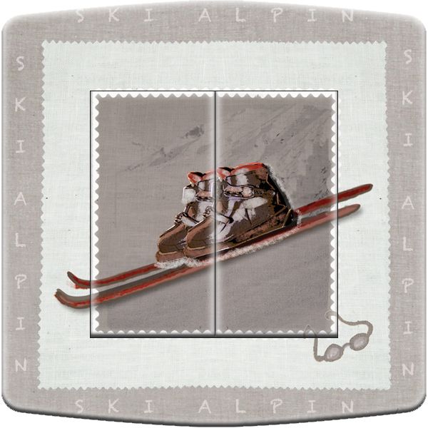 Interrupteur décoré Montagne / Tout pour le ski double poussoir - Decorupteur