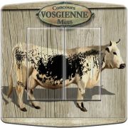 Interrupteur décoré Montagne / Vache Vosgienne double poussoir - Decorupteur