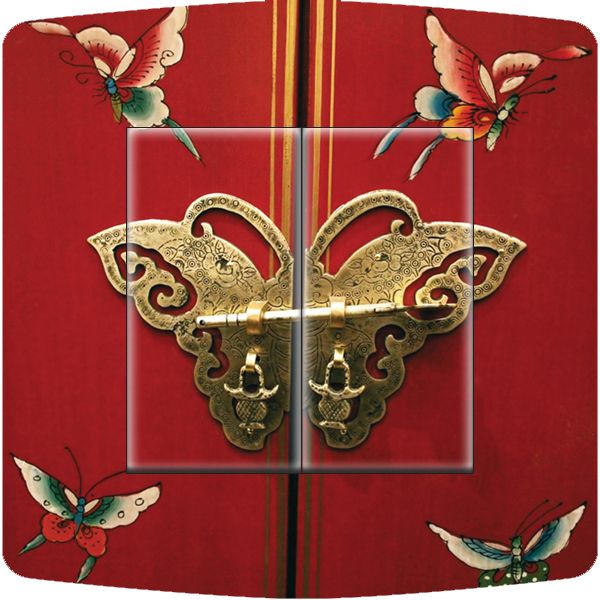 Interrupteur décoré Papillon Porte double poussoir - Decorupteur