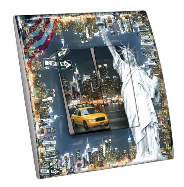 Interrupteur décoré Villes - Voyages / New York 5 double - Decorupteur