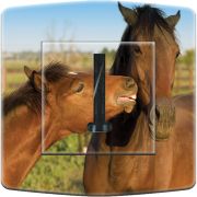 Prise décorée Animaux / Bisous de chevaux téléphone - Decorupteur