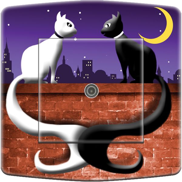 Prise décorée Animaux / Lune de chats TV - Decorupteur