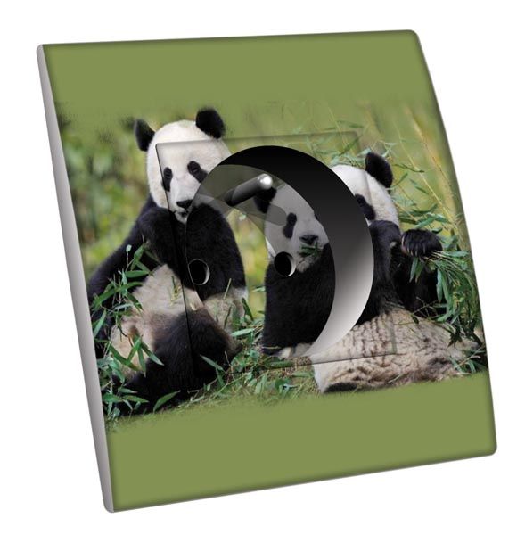 Prise décorée Animaux / Pandas 2 pôles + terre - Decorupteur