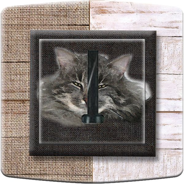 Prise décorée Animaux / Tête de chat gris téléphone - Decorupteur