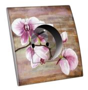 Prise décorée Campagne / Fleur d'orchidée 2 pôles + terre - Decorupteur