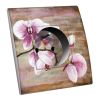Prise décorée Campagne / Fleur d'orchidée 2 pôles + terre