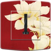Prise décorée Campagne / Fleur fond rouge téléphone - Decorupteur