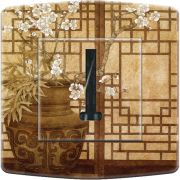 Prise décorée Cerisier Blanc mod1 téléphone - Decorupteur