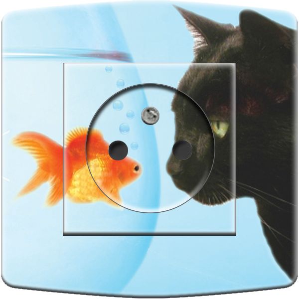 Prise décorée Chat et Poisson 2 pôles + terre - Decorupteur