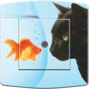 Prise décorée Chat et Poisson TV - Decorupteur