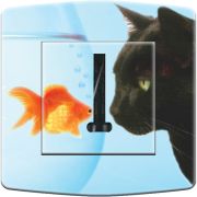 Prise décorée Chat et Poisson téléphone - Decorupteur