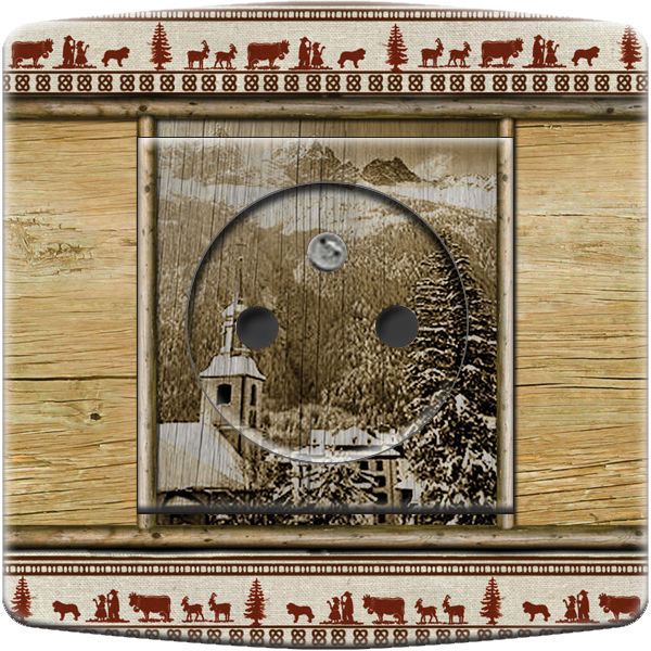 Prise décorée Clocher montagne 2 pôles + terre - Decorupteur