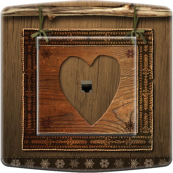 Prise décorée Coeur bois RJ45 - Decorupteur