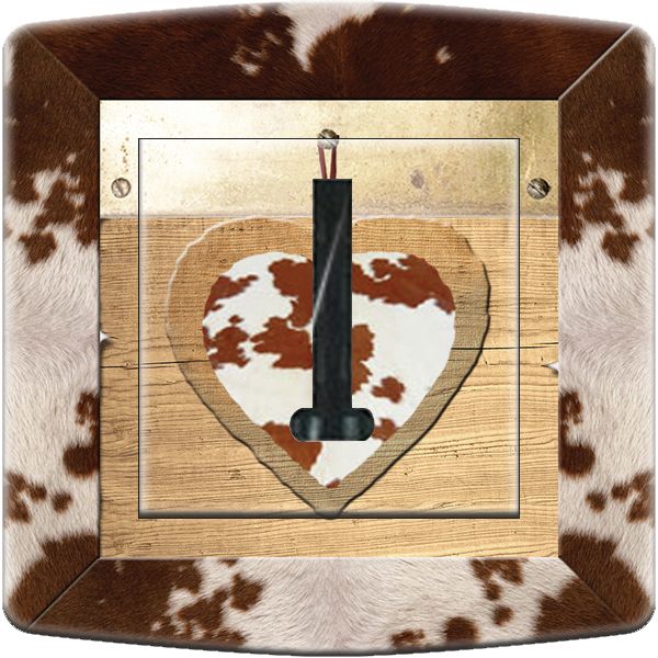 Prise décorée Coeur peau de vache téléphone - Decorupteur