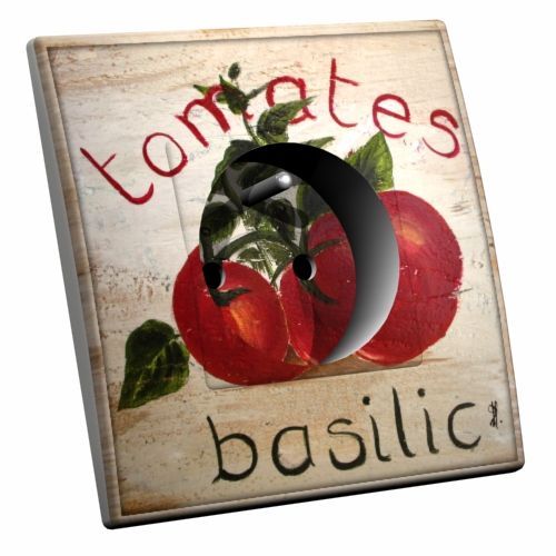 Prise décorée Cuisine / Tomates basilic 2 pôles + terre - Decorupteur