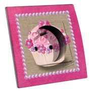 Prise décorée Cupcake rose 2 pôles + terre - Decorupteur