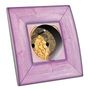 Prise décorée Enfants / Coeur fond violet 2 pôles + terre - Decorupteur