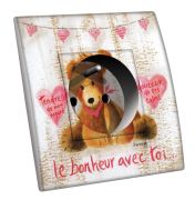 Prise décorée Enfants / Le bonheur avec toi 2 pôles + terre - Decorupteur