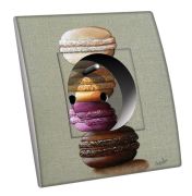 Prise décorée Gourmandises / Macarons 2 2 pôles + terre - Decorupteur