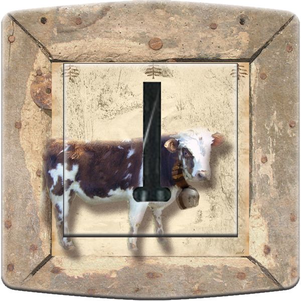 Prise décorée Montagne / Vaches et bois téléphone - Decorupteur