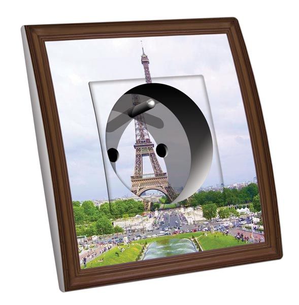 Prise décorée Villes - Voyages / Tour Eiffel 3 2 pôles + terre - Decorupteur