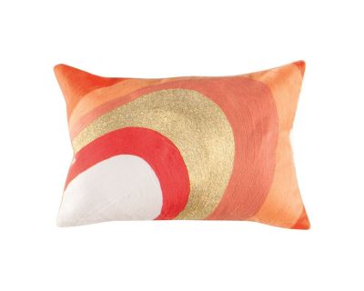 Coussin Carioca brodé en laine/coton corail 30x45 - Toulemonde Bochart