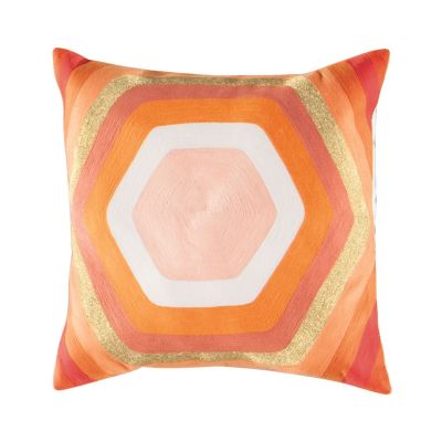 Coussin Carioca brodé en laine/coton corail 50x50 - Toulemonde Bochart