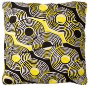 Coussin Disco brodé en laine noir citron 50x50 - Toulemonde Bochart