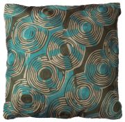 Coussin Disco brodé en laine taupe pétrole 50x50 - Toulemonde Bochart