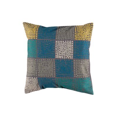 Coussin Dots brodé en laine/coton canard 50x50 - Toulemonde Bochart