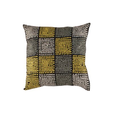 Coussin Dots brodé en laine/coton grey 50x50 - Toulemonde Bochart