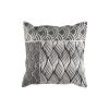 Coussin Kimono brodé en laine/coton gris 50x50